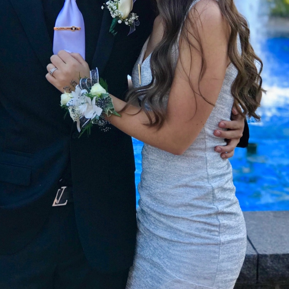 Silver Sparkle Short Homecoming Dress